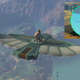 Zelda rides a floaty platform thing, high above Hyrule.